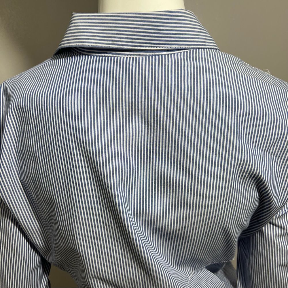 NWT Beach Lunch Lounge Blue and White Pinstripe Tie Front Button Down Blouse-S - Picture 10 of 13